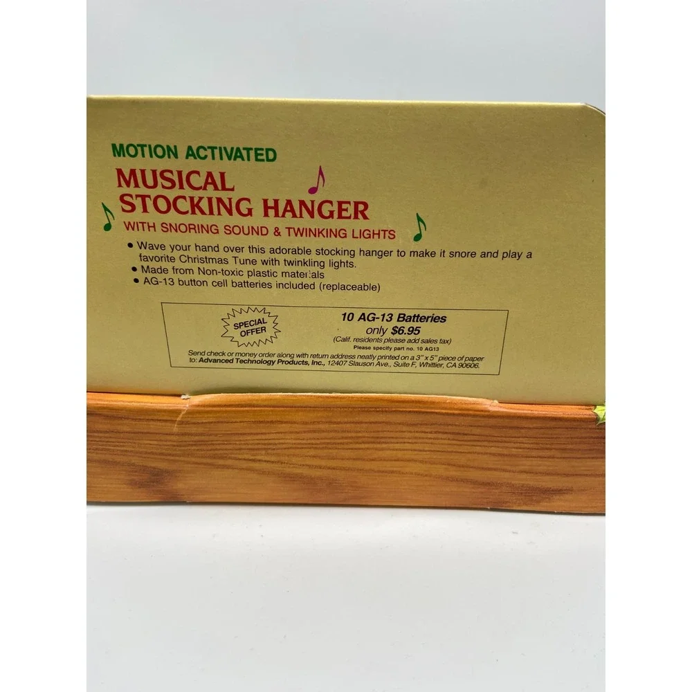Vtg 1994 Stocking Hanger Snoring Bear Motion Activated Musical‎ Tested
